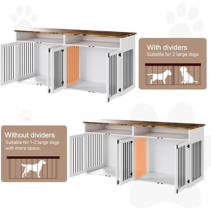72'' Indoor Dog Kennel with 4 Doors for Large/Medium Dogs