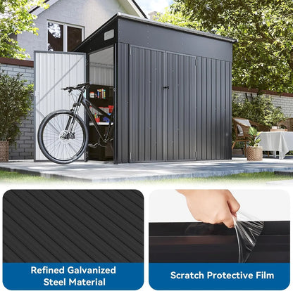 195 cu.ft Shed 7.3x5.3 Ft Premium Galvanized Steel Storage Sheds