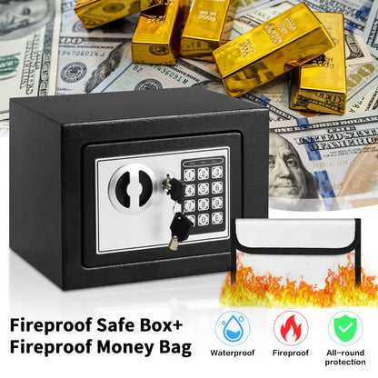Electronic Digital Safe Box for Home with Fireproof Money Bag