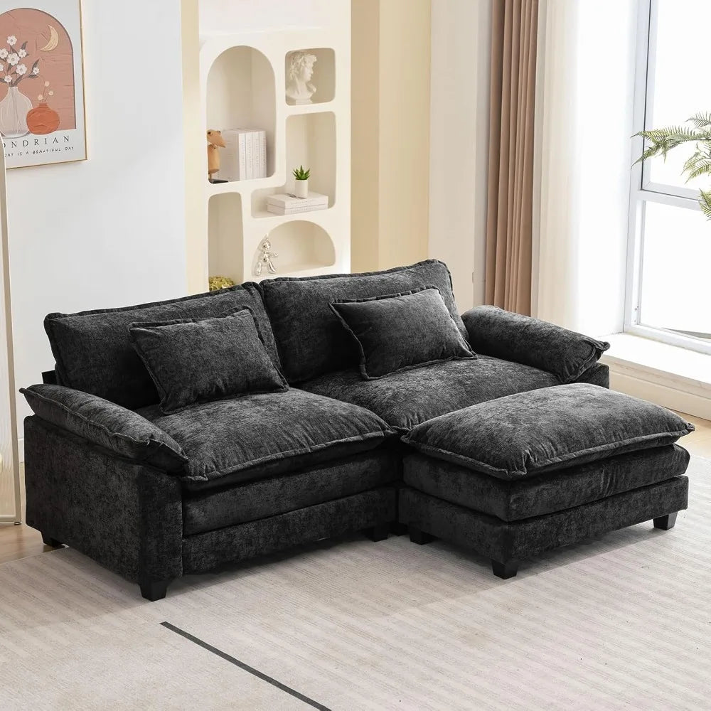 86" Modular Sectional Sofa with Ottoman Throw Pillows