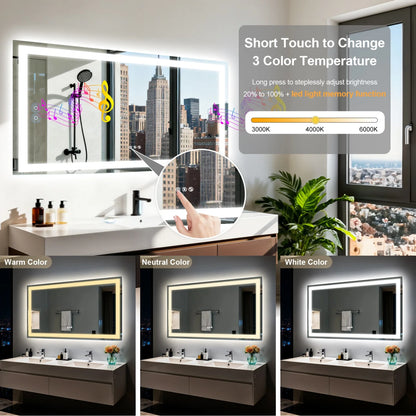 50/60/100/120cm LED Bathroom Mirror Built-in Bluetooth Speaker