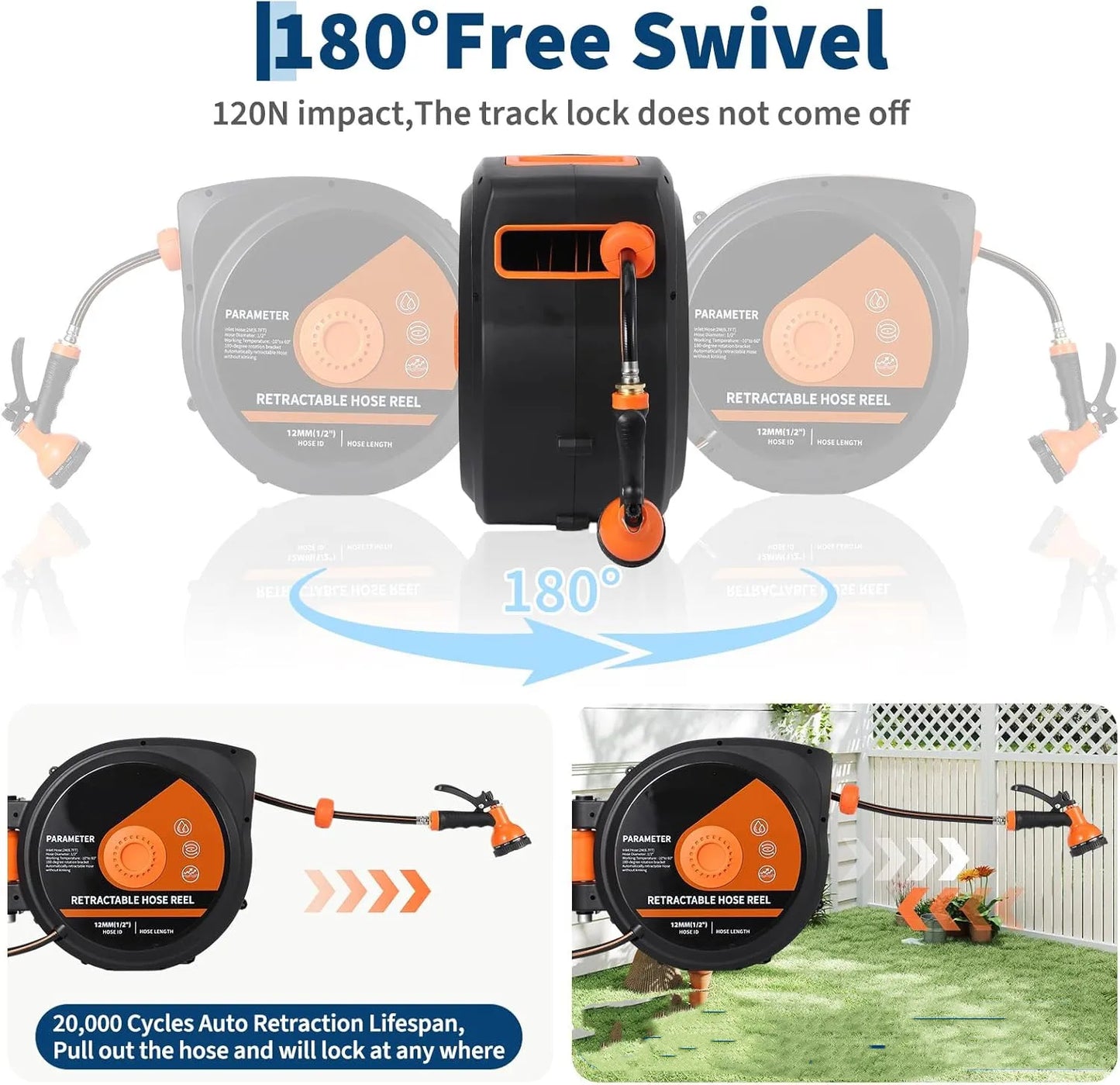 Retractable Wall Mounted Heavy Duty Garden Hose