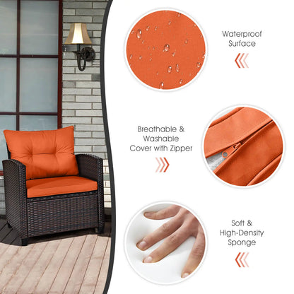 3 PCS Patio Rattan Furniture Set