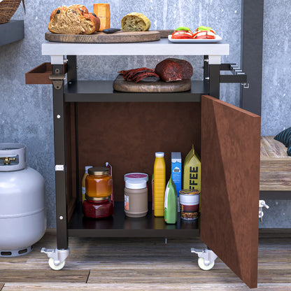 Outdoor Grill Cart with Stainless Steel Tabletop