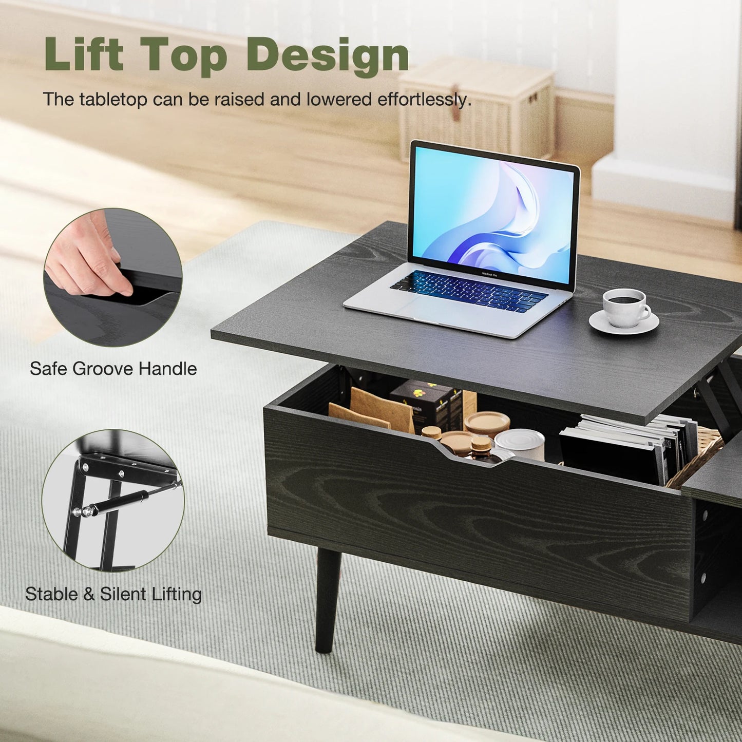 39.37"x19.7" Easy Lift Top Coffee Tables