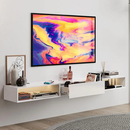High Gloss floating Media Console with LED Lighting