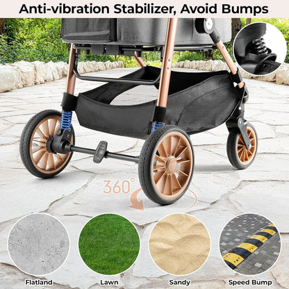 360° Rubber Wheels and Shock Absorption Dog Buggy