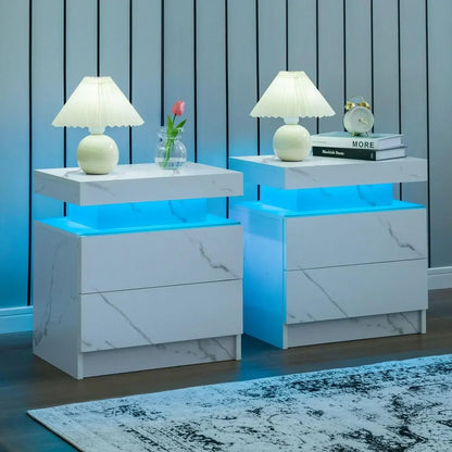 Bedside Tables with Touch Light, with 2 Drawers