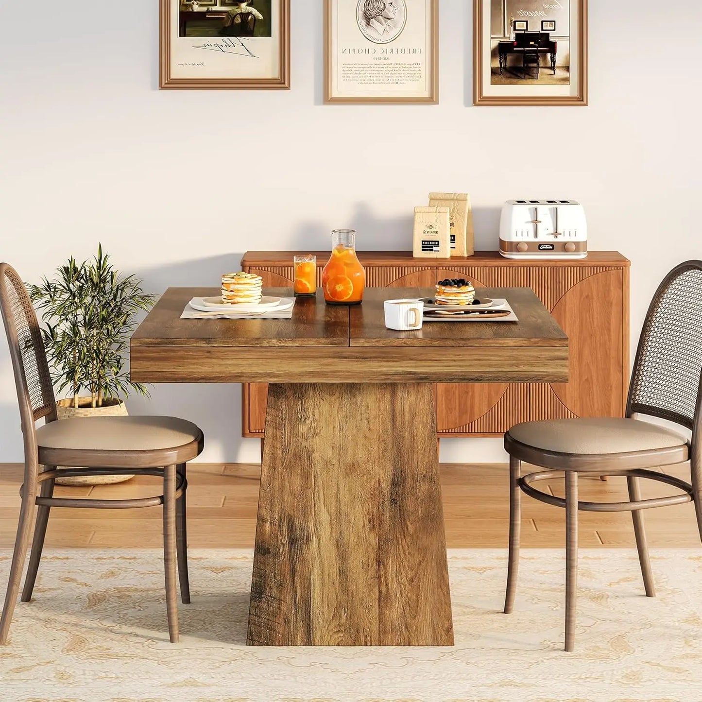 31.5-Inch Small Dinner Table with Sturdy Pedestal Base