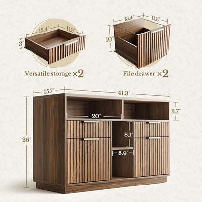 4 Drawer File Cabinet with Lock and Charging Station for Home Office