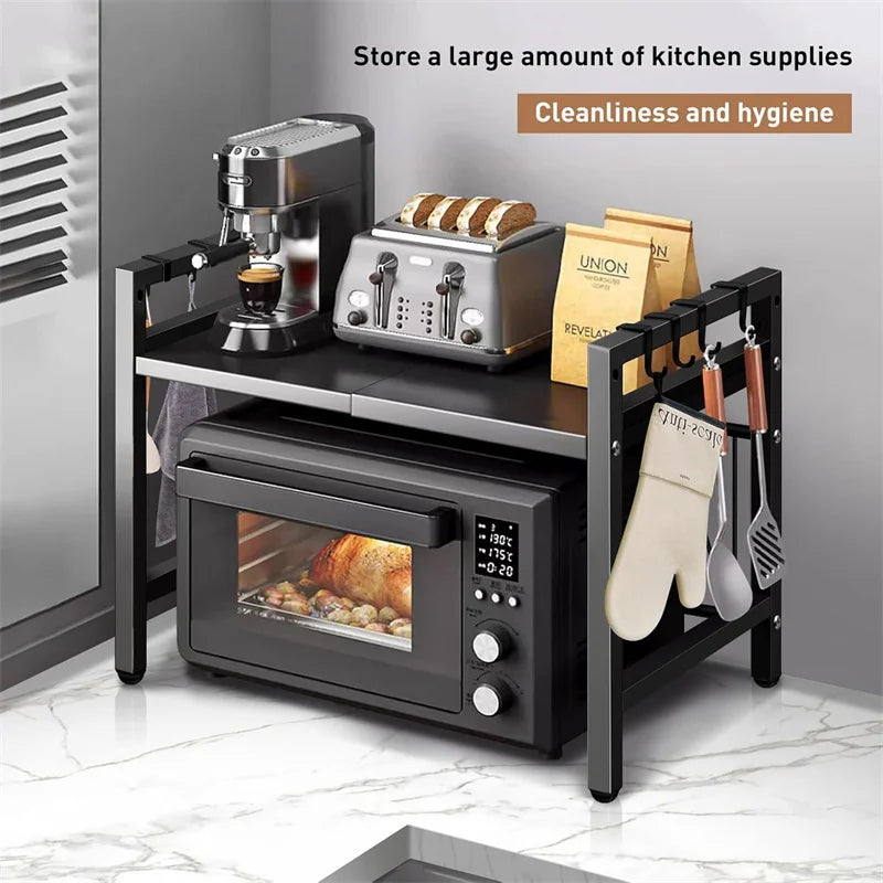 Adjustable Space-Saving Microwave Rack & Storage Organizer