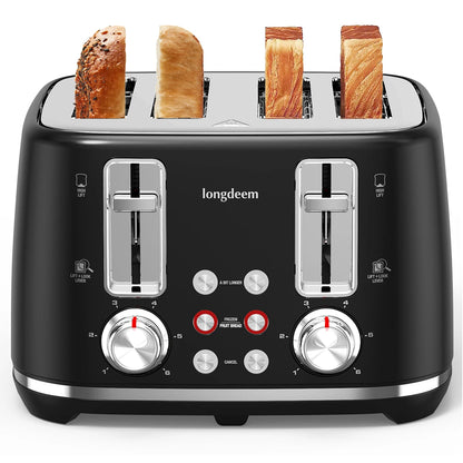 4 Slice Toaster, Dual Controls, Removable Crumb Tray
