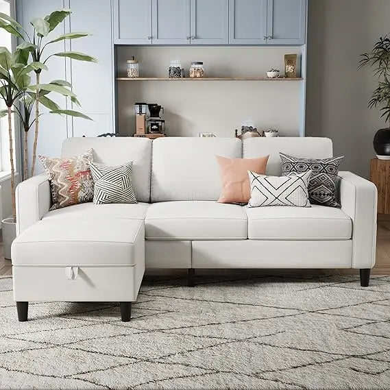 3 Seat L Shaped Sectional Sofa Couches with Storage