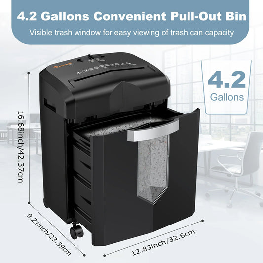 12-Sheet Micro Cut Paper Shredder with Pullout Wastebin.