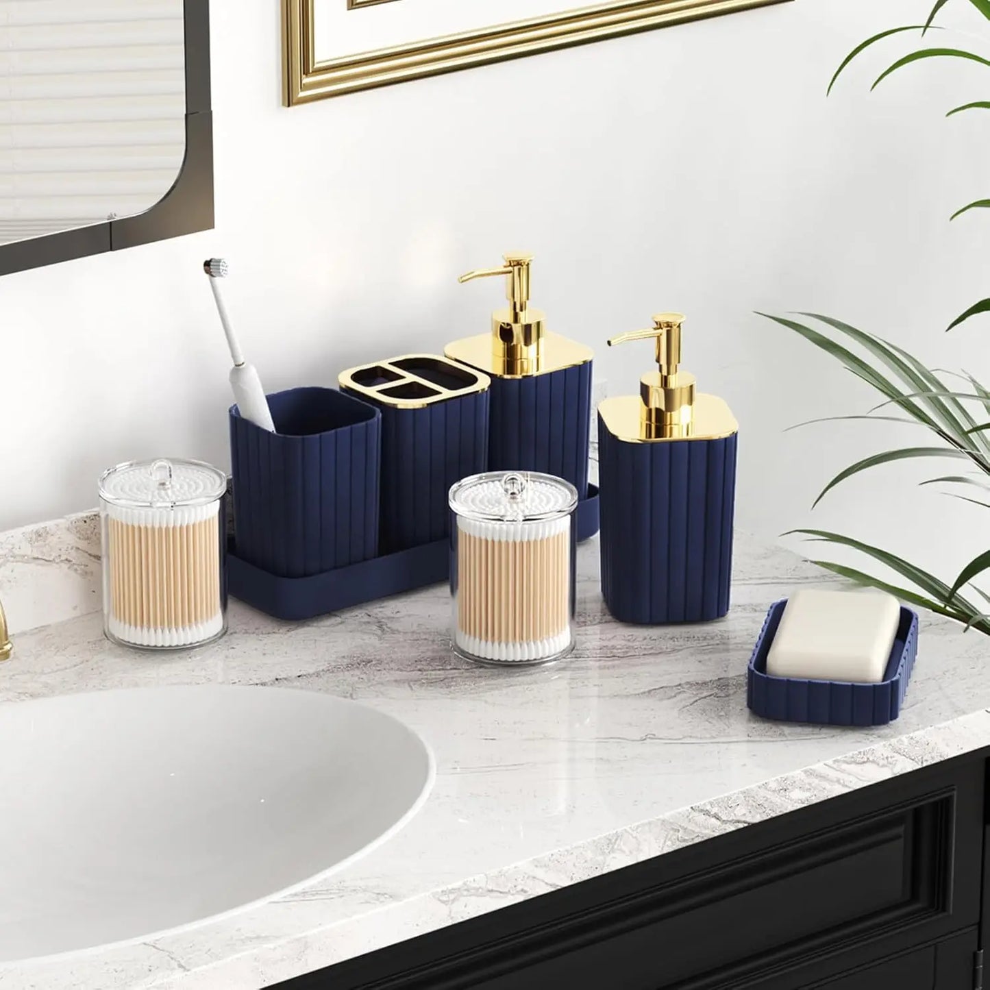 25-Piece Blue Bathroom Set with Shower Curtain