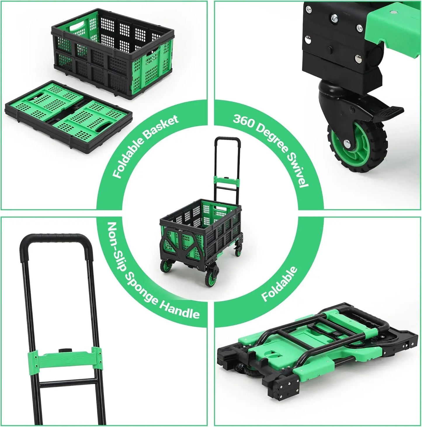 2-in-1 Folding Hand Truck with Foldable Basket