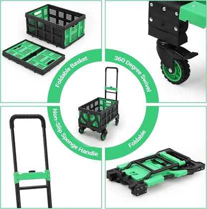 2-in-1 Folding Hand Truck with Foldable Basket