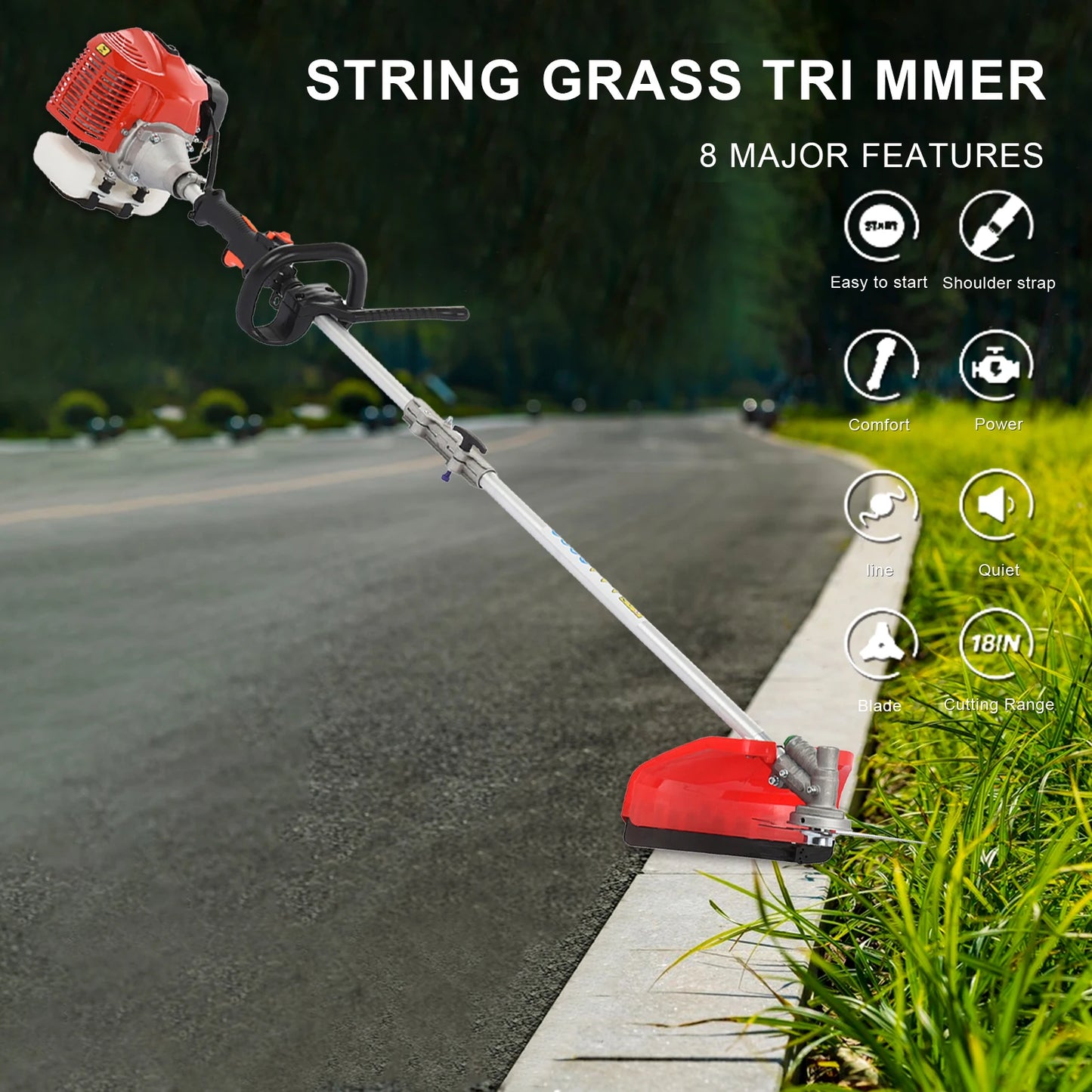 2-Stroke Strong Powerful Grass Strimmer with Adjustable Angle