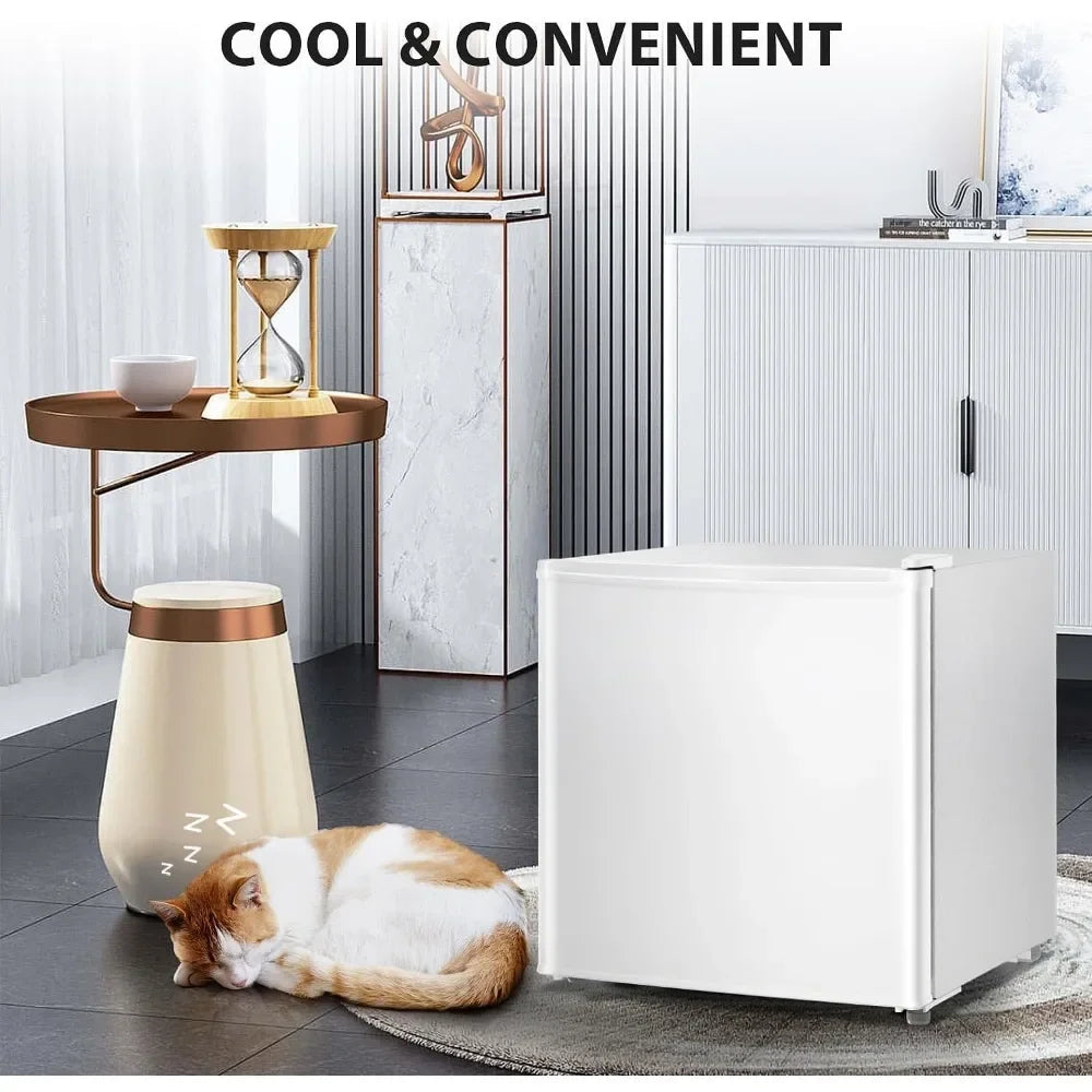 1.6 Cu.ft Mini Fridge with Freezer, Removable Shelves, Adjustable Thermostat