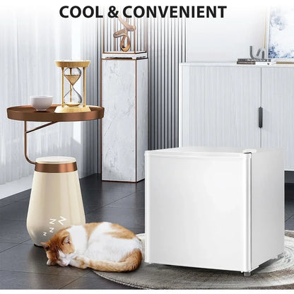 1.6 Cu.ft Mini Fridge with Freezer, Removable Shelves, Adjustable Thermostat