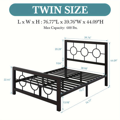 King Queen Size Metal Bed Frame with Vintage Circular Design