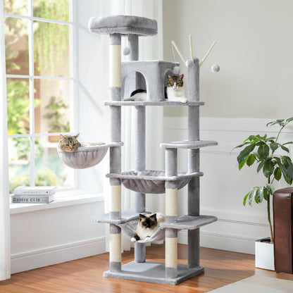 Multi-Level Plush Cat Condo with Scratching Posts