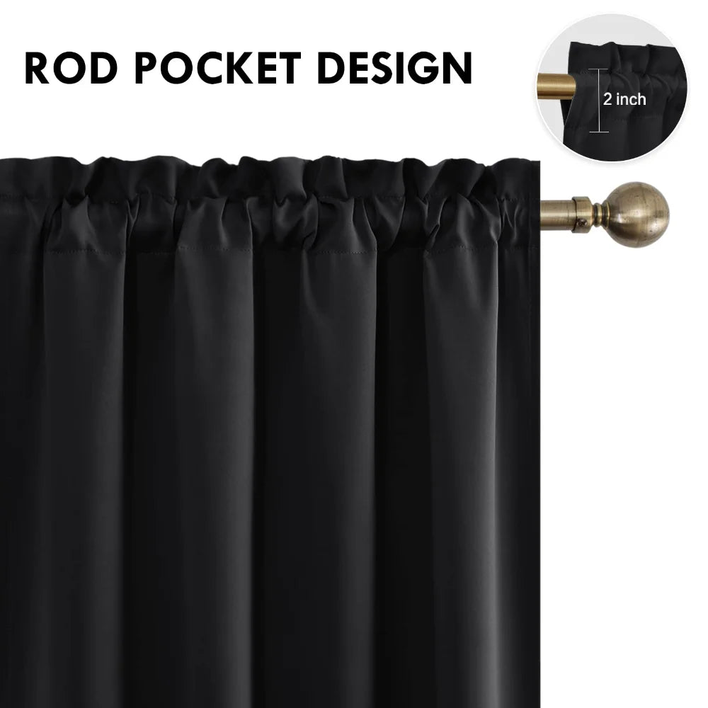 1 Panel Black Out Curtains Panels Drapes for Living Room Bedroom