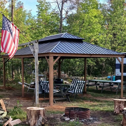 14' X 20' Hardtop Gazebo with Double Roof Canopy