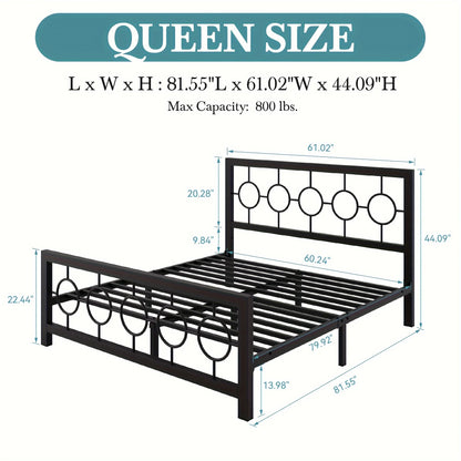 King Queen Size Metal Bed Frame with Vintage Circular Design