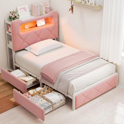 Twin Size Bed Frame w/2 Storage Drawers