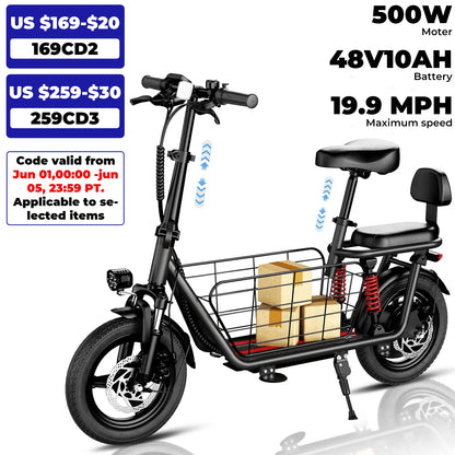 850W peak adult electric scooter with 14-inch tires