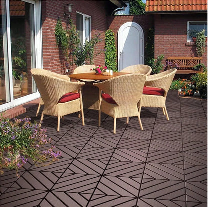 44 Pack 12" x 12" Square Waterproof Patio Interlocking Deck Tiles