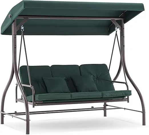 3-Seat Outdoor Patio Swing Chair with Removable Cushions