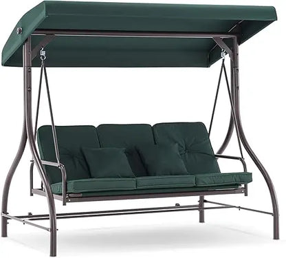 3-Seat Outdoor Patio Swing Chair with Removable Cushions