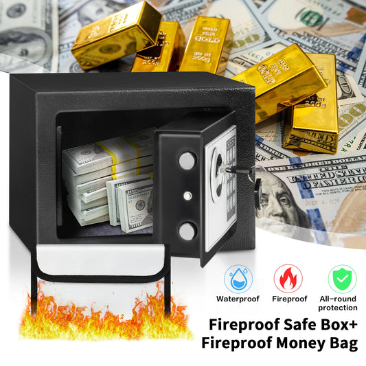 Electronic Digital Safe Box for Home with Fireproof Money Bag