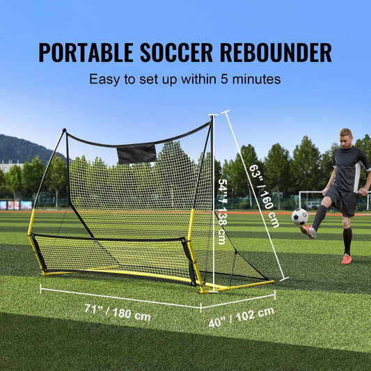 2 IN 1 Soccer Trainer Rebounder Net for Team Training