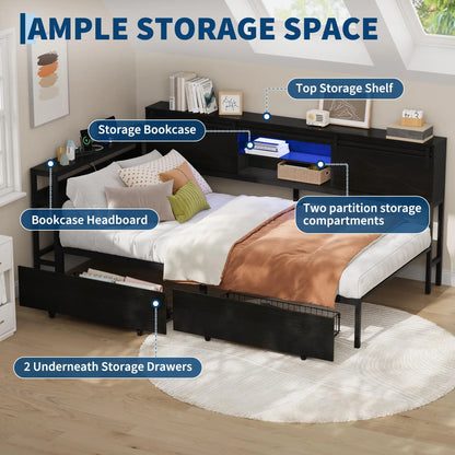 Twin Corner Bed Frame With Charging Station