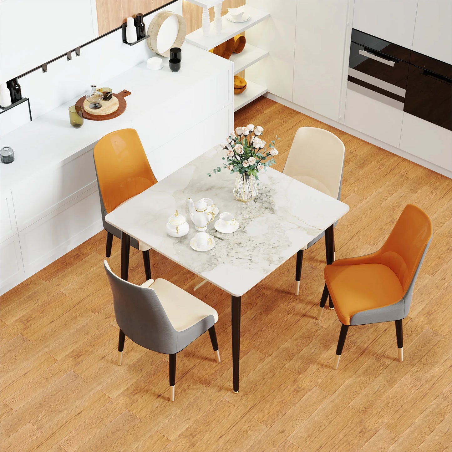 Dining Table Stone Top with Metal Frame
