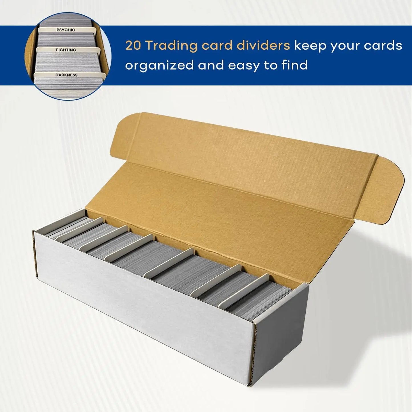 Cardboard Trading Card Storage Box with Dividers