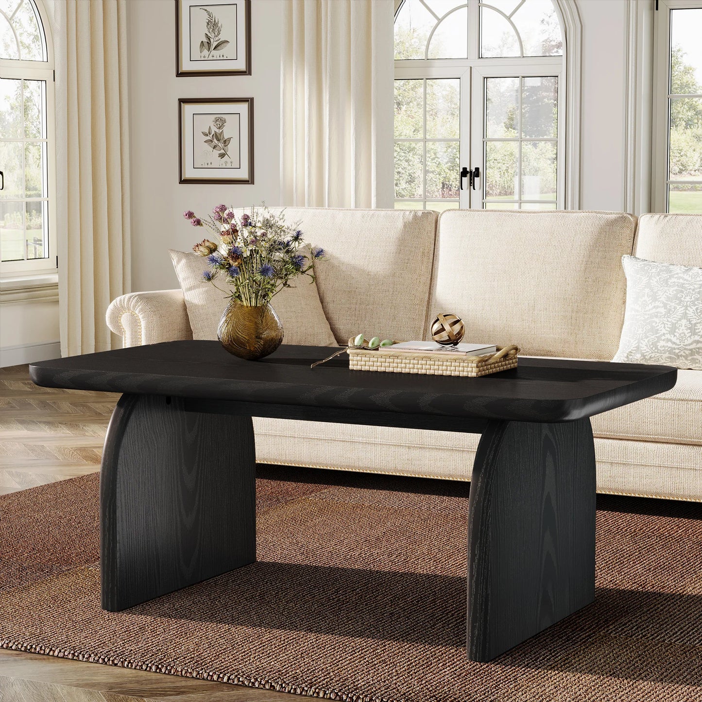 47.24-Inch Tribesigns Farmhouse Rectangular Coffee Table