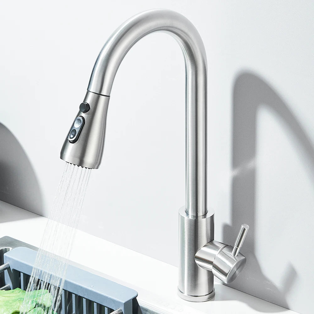Kitchen Faucet Brushed Nickel Pull-out Sprayer