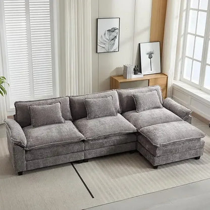 Comfy Cloud Couch Sectional Sofa with Ottoman