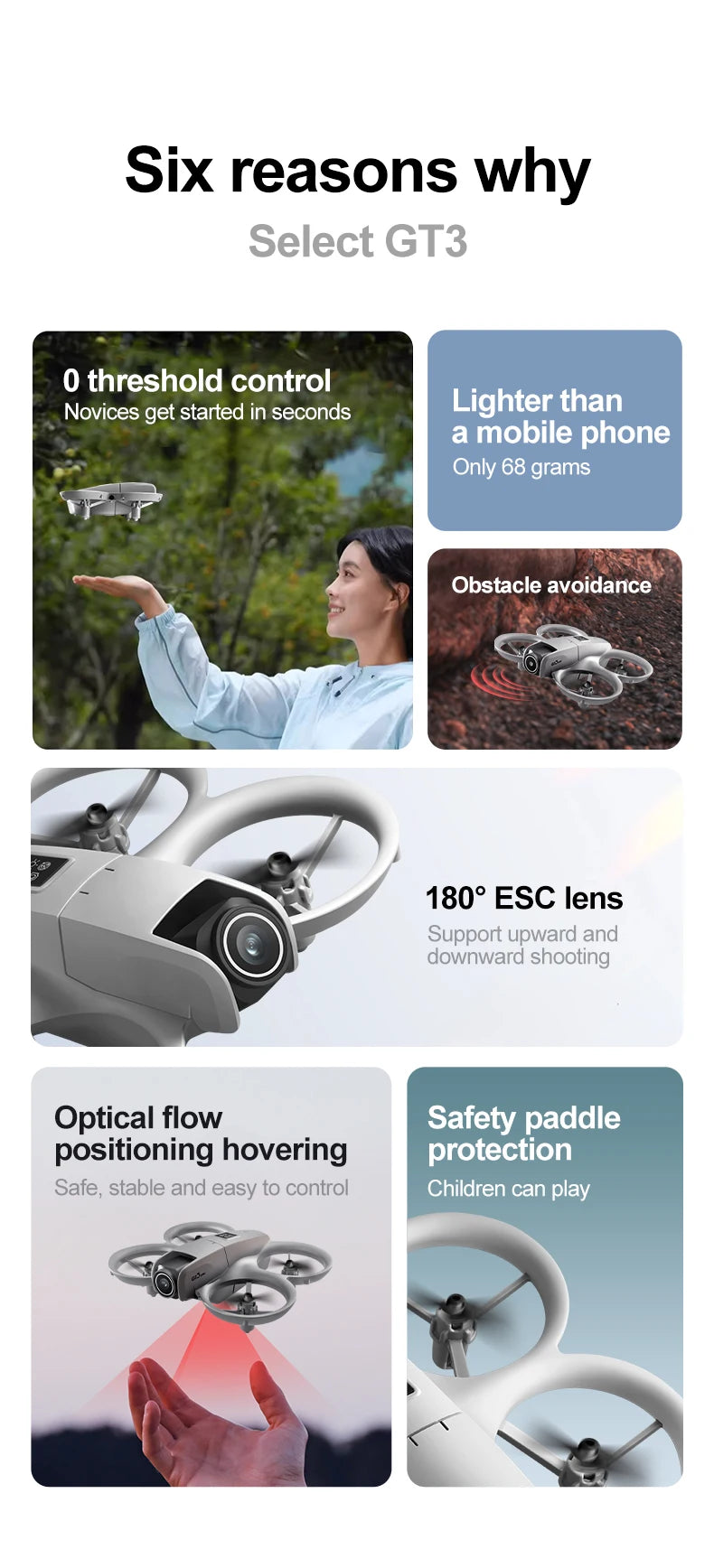 GT3 Drone with HD Dual Camera 180° view