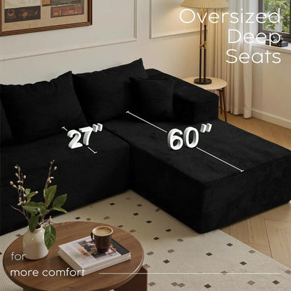 103" L Shaped Sectional Boneless Couch