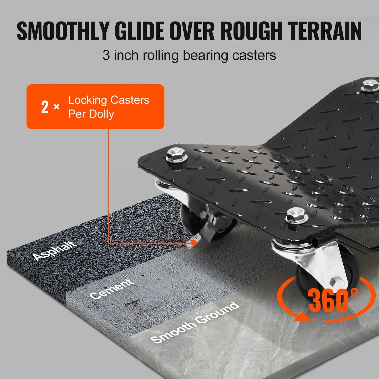 2/4PCS Wheel Trolley Dolly, 1500Lbs Weight Capacity