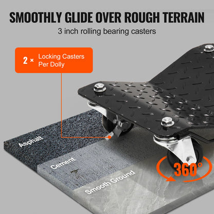 2/4PCS Wheel Trolley Dolly, 1500Lbs Weight Capacity