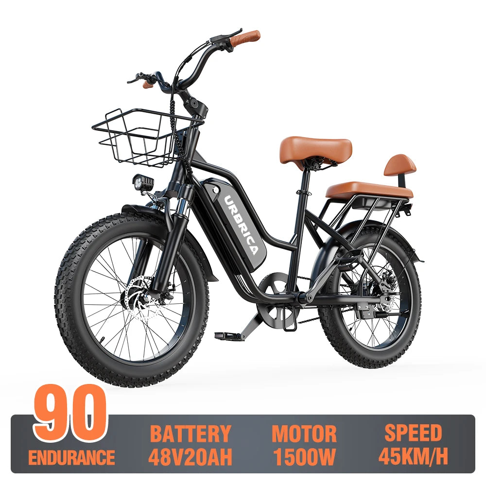 20'' 1500W Peak Electric Mountain Bike up to 50 Miles 32MPH