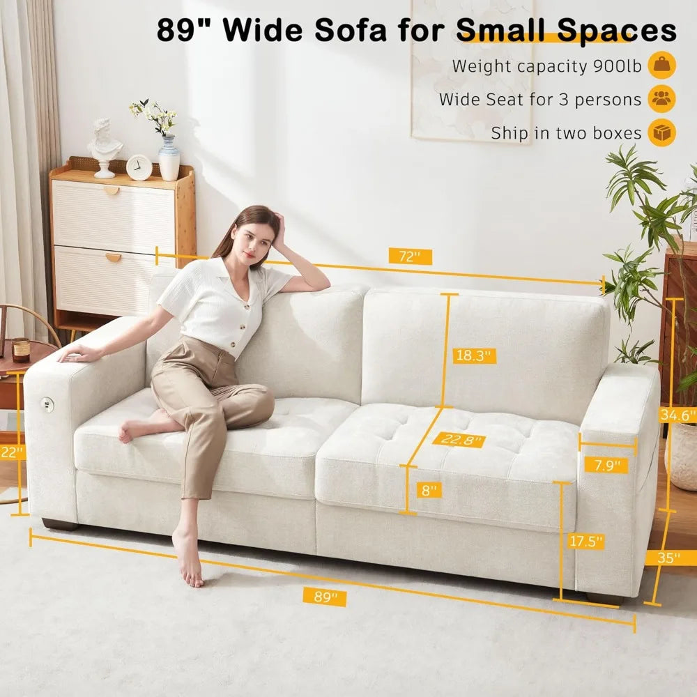 89" Sofa with Medium Firm Seat Cushion and Removable Cover