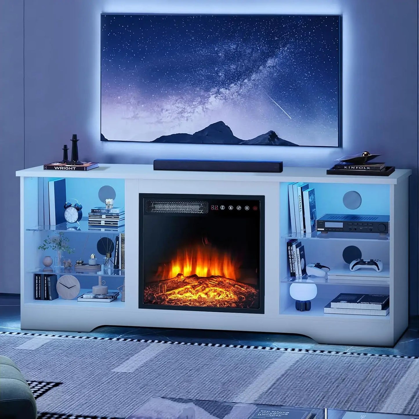58 Inches Fireplace TV Stand for TVs up to 65 Inches