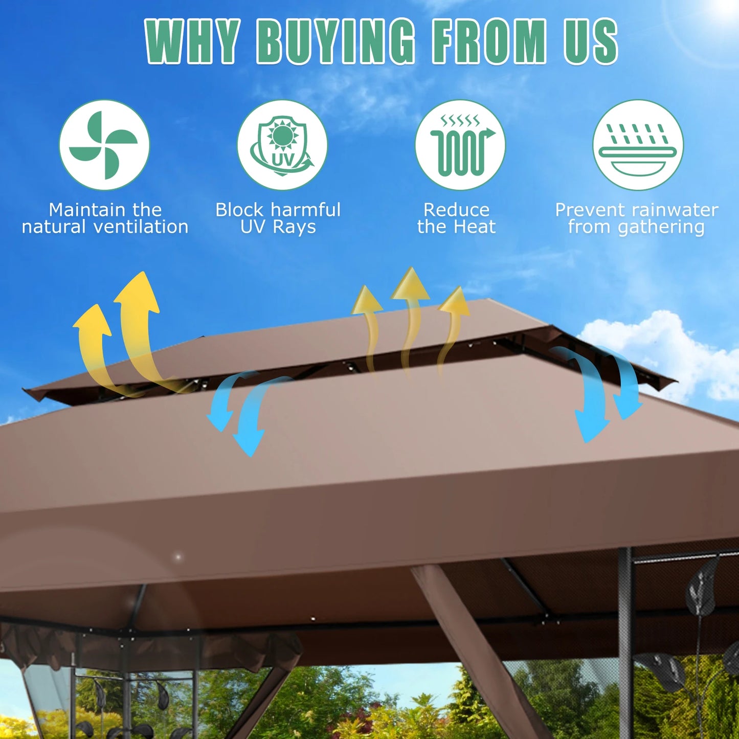 10x13 Outdoor Gazebo with Mosquito Netting